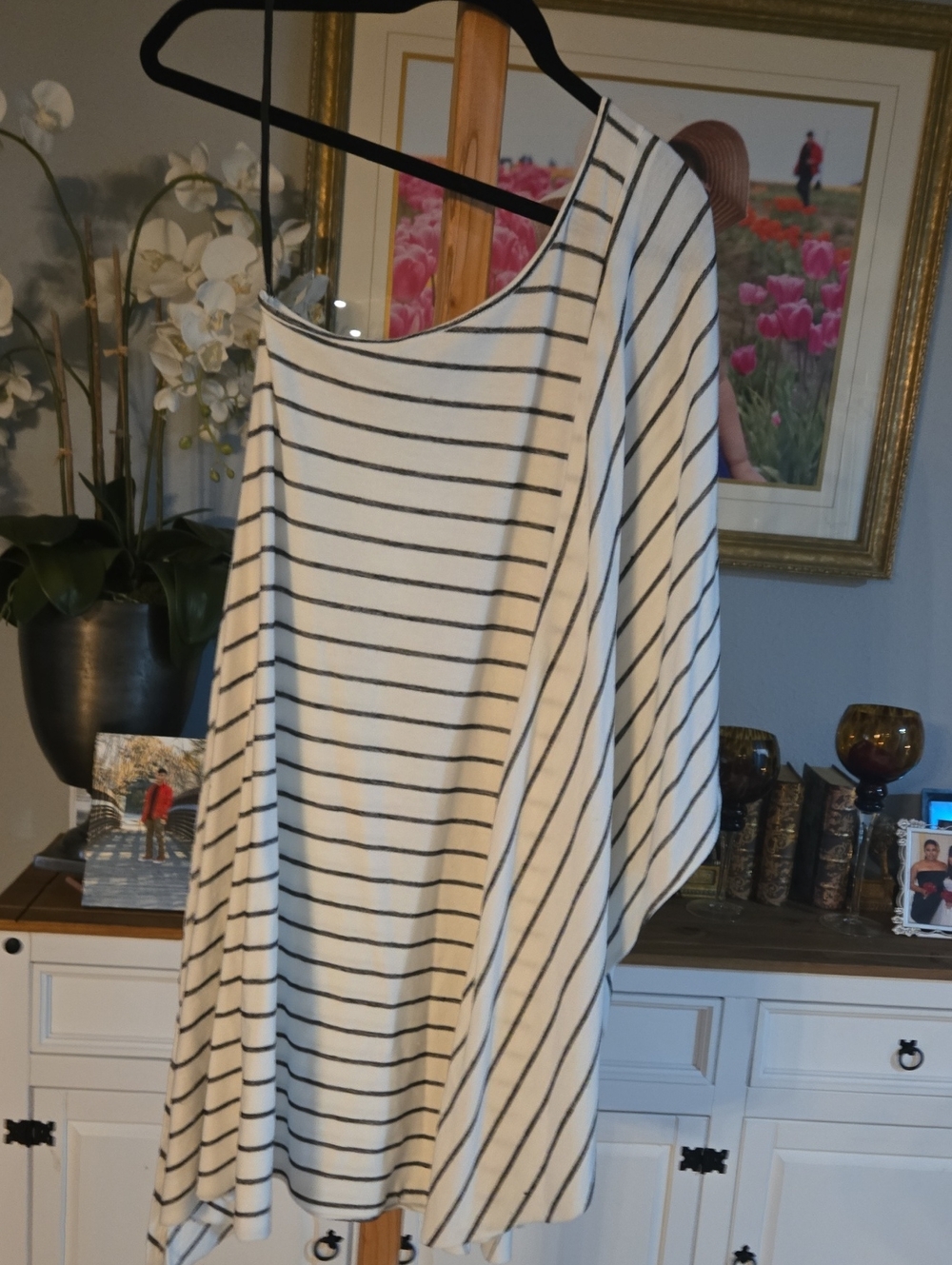 Free People Striped One-Shoulder Sweater in White and Black